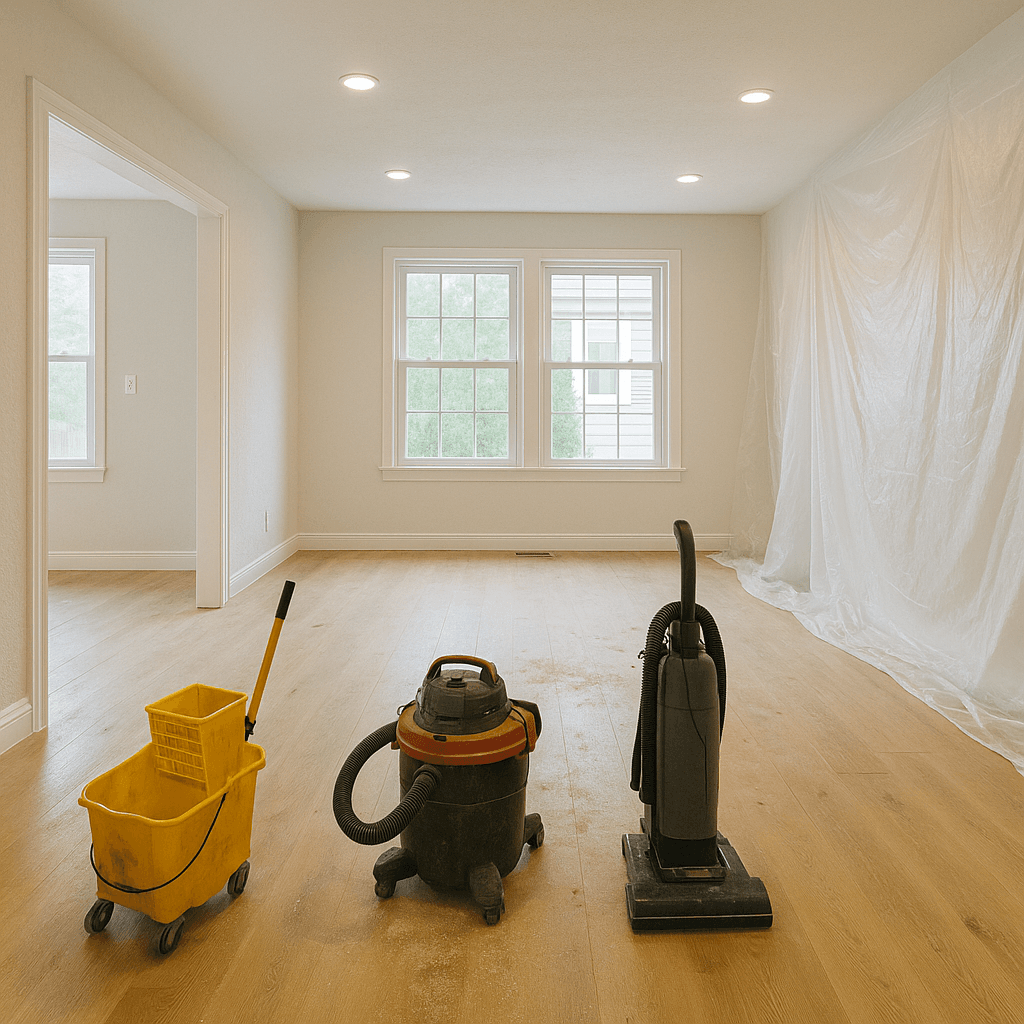 Professional cleaner in protective gear providing sanitization services